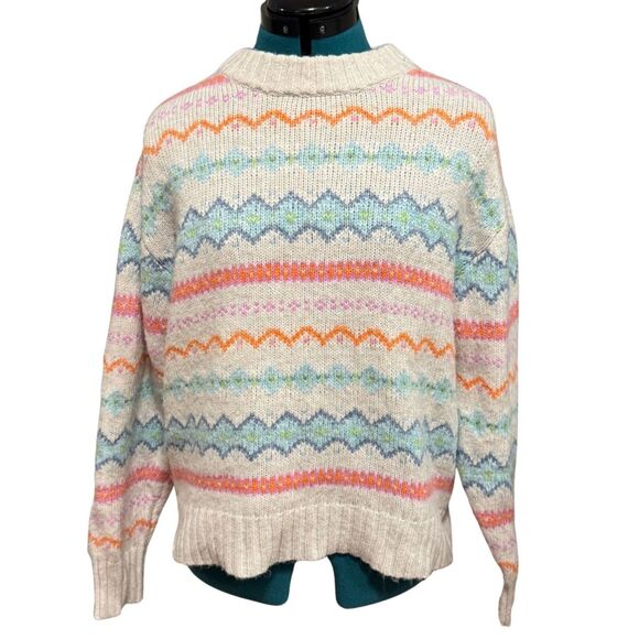 American Eagle Fair Isle Knit Oversized Multicolor Crewneck Sweater Small Womens - Picture 3 of 7